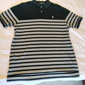 Polo by Ralph Lauren Black and Gray Striped Men's Shirt Size XXL